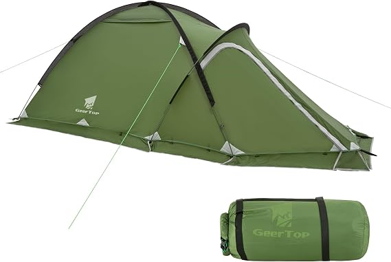 GEERTOP Waterproof 2 Person 4 Season Freestanding Backpacking Tent | Alpine-Ready Shelter, Fly-First Pitch, Double-Wall Design, 20D Ripstop Nylon, Gear Vestibule, Snow Skirt, Aluminum Frame