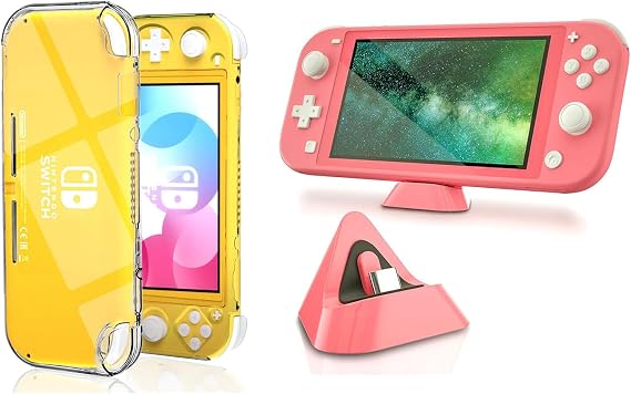 ECHZOVE Switch Lite Case, Charging Dock for Switch lite - Coral