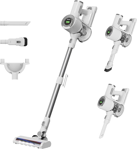 BUTY BULU Cordless Stick Vacuum Cleaner, 30KPa Handheld 2200mAh Rechargeable Battery Lightweight Small Vac Electirc Broom, 40Mins Runtime for Home Hard Floor Carpet Pet Hair Cleaning, LED Screen