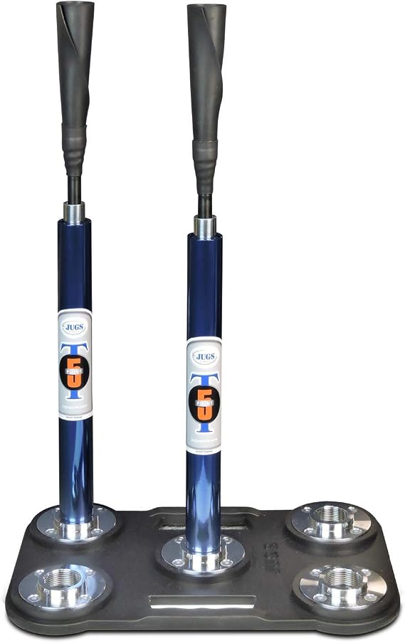 Jugs Pro-Style 5-Point T - This Batting tee  Complete with a Weighted Rubber encased Base and 2 Fully Adjustable Extension Tubes. Teaches Correct Contact Points for Inside, Middle, and Outside.