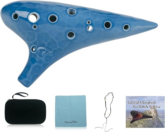 OcarinaWind "Ocean Wave" Professional 12 Hole Ceramic Ocarina,Tenor C Ocarina,ice Crack Craft,alto C,Christmas Gift Idea