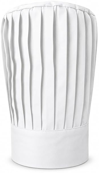 SUNRISE Pleated Tall Chef Hat in White, Adjustable Chef Hat for Cooking, Grilling & BBQ.