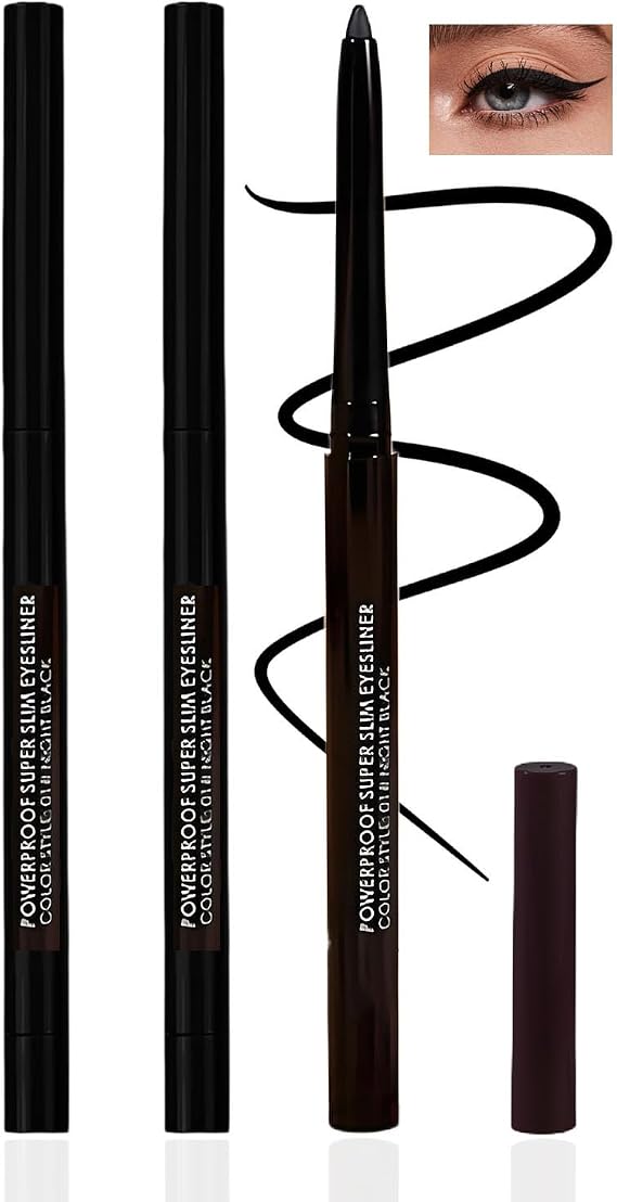 Waterproof Gel Eyeliner Pencil Set – Classic Black, Long-Lasting, Smudge-Proof, Soft Creamy Formula with Ultra-Fine Tip for Precise or Bold Lines, Smooth Application for Polished Eyes