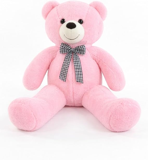 Papyonlu Sevimli Peluş Şaşkın Ayı 80 cm - Sevgiliye Özel HEDİYE Pembe