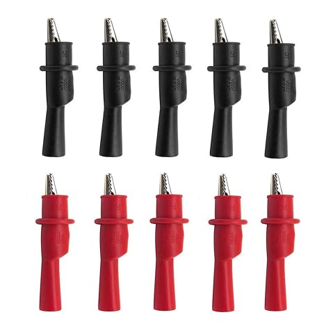 Multimeter Alligator Clips Set,10 Pcs Silicone Alligator Clips, Banana Test Lead Probe Clip, Replacement Crocodile Clamps for Multimeter Test Lead