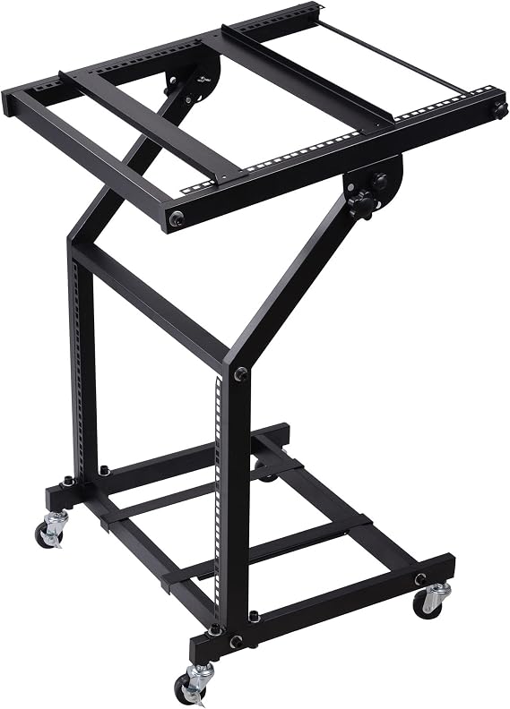 AW 9U DJ Mixer Stand Adjustable Rack Mount Rolling Stage Cart Studio Music
