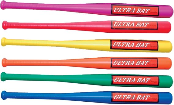 Champion Sports Ultra Bat Set - Assorted Colors - Hand-Eye Coordination - Durable Plastic Construction - Kids Backyard Plastic Baseball Bat - 30" Length - Set of 6