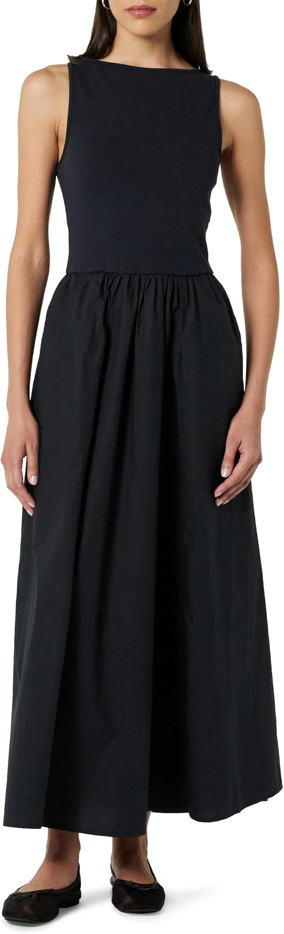 The Drop Womens Dia Mixed Fabric Midi Tank Dress
