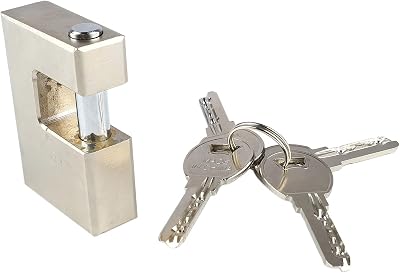 AUNMAS Keyed Padlock Heavy Duty, Rustproof Copper Monoblock Lock with 8 Keys, High Security D Shackle for Garage Door Container Shed Gate 2pcs