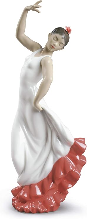 NAO Spanish Art (White-Red). Porcelain Flamenco Figure.