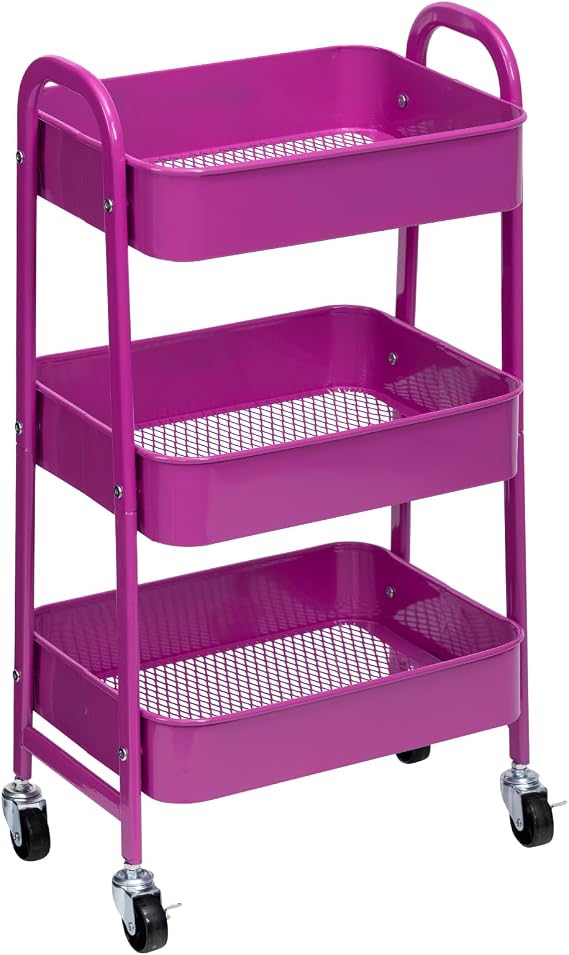 DOEWORKS Storage Trolley on Wheels Kitchen Trolley Metal Craft Trolleys