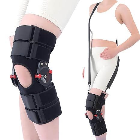Adjustable Hinged Knee Brace with ROM Control – Lightweight Knee Immobilizer Support for ACL, Meniscus, Ligament Injuries – Post Surgery Knee Support Unisex Left or Right Leg