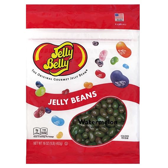 Jelly Belly Watermelon Jelly Beans - 1 Pound (16 Ounces) Resealable Bag - Genuine, Official, Straight from the Source