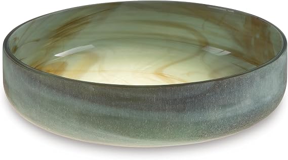 Signature Design by Ashley Large Round Glass Decorative Bowl, Sage Green