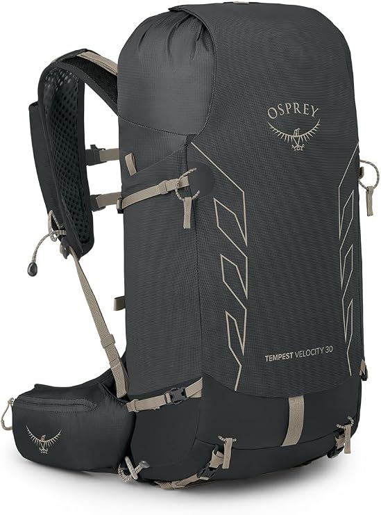 Osprey Tempest Velocity 30L Women's Hiking Backpack, Dark Charcoal/Chiru Tan, WXS/S