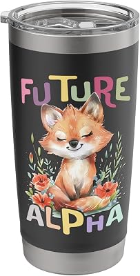 future alpha wolf with flowers cute wolves animal moon Stainless Steel Insulated Tumbler