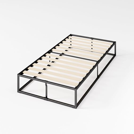 ZINUS Bed Frame, Single, Joseph Metal Platform, 10 in Metal, Wooden, Slat, Silent, Under Bed Storage, Durable, Breathable, Headboard-less, Sturdy, Steel, Easy Assembly, Tools Included, Zinus, Genuine