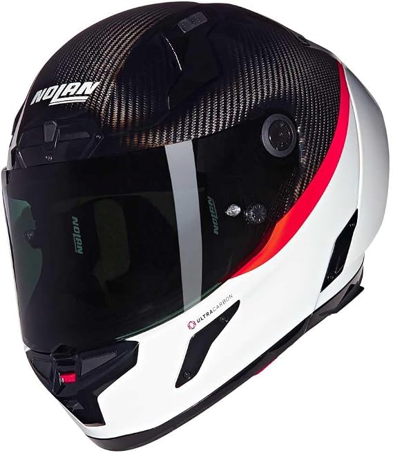 Nolan X-804 Rs D.O.C. 346 Karbon Kapalı Motosiklet Kaskı Siyah Beyaz Kırmızı M