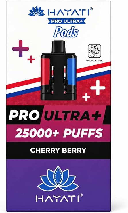 HAYATI Pro Ultra+25000+ Pod Cherry Berry – Refillable Pod System Long Lasting & Easy Install