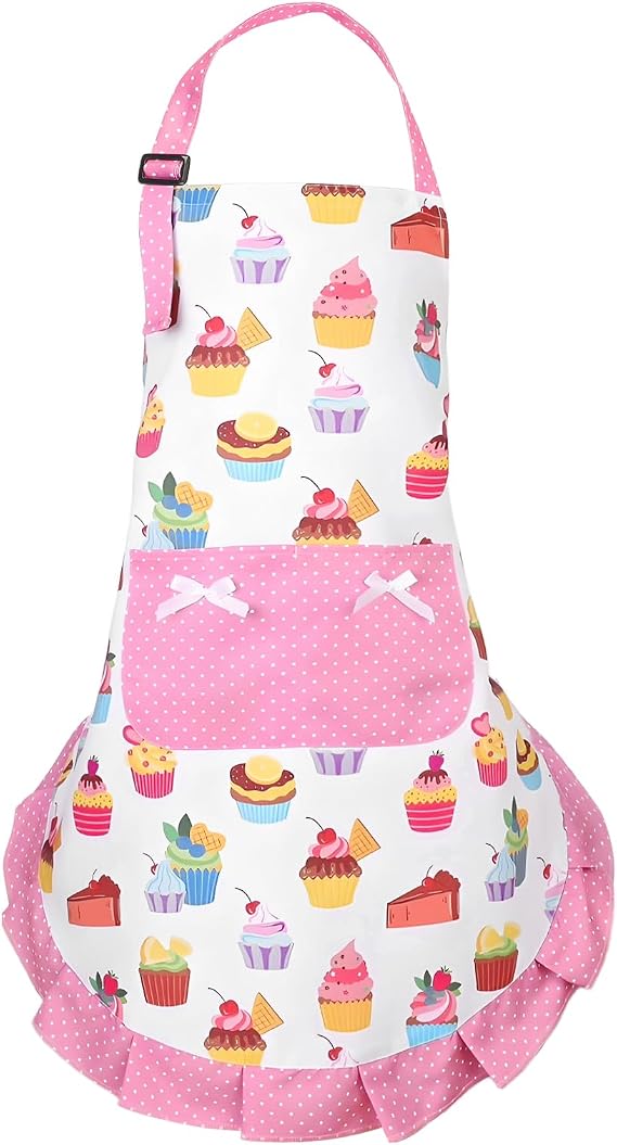 Cute Kids Apron, Aprons for Kids with 2 Pockets, Adjustable Chef Bib Apron, Gifts for Cooking, Baking, Painting