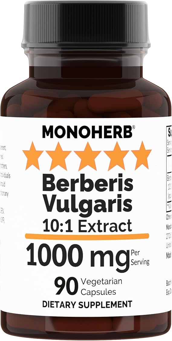MONOHERB Berberis Vulgaris 10:1 Extract - 1000 mg per Serving - Serving Size: 2 Capsules - 45 Servings per Bottle