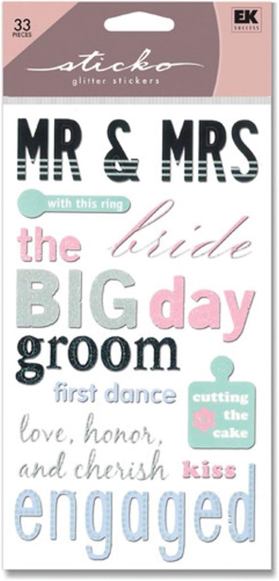EK Success Glitter Classic Stickers, Wedding