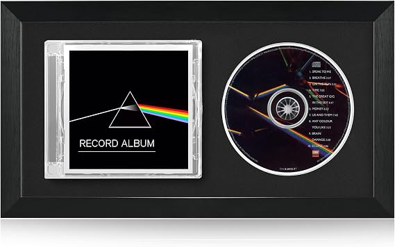 CD Display Frame for Jewel Case and Disc, Polystyrene, 7.7 x 14.4 in, Black