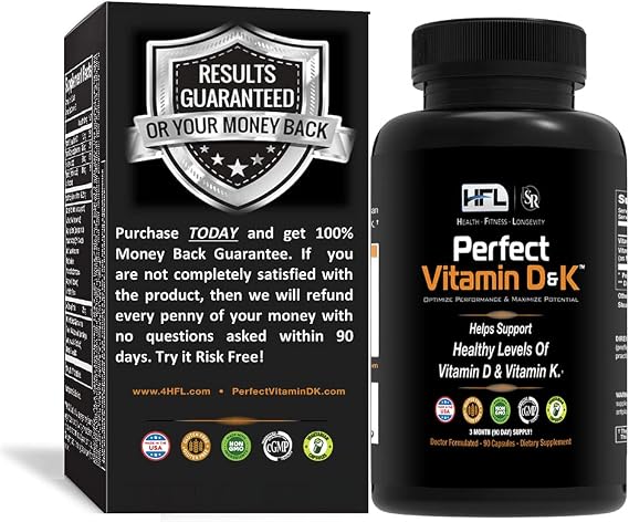 HFL Perfect Vitamin D&K by Dr. Sam Robbins | Vitamin D3 & K2 (MenaQ7 MK-7) | 3 Month Supply | 2X Absorbable | Vegan, Plant-Based, Micro-Encapsulated.