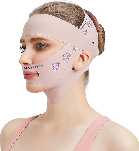A three-layer V Line Face Lifting Chin Mask, New feature added Chin compression band Chins Strap for Sleeping Reusable Chin Strap Breathable and Comfortable for Day or Night Use, Fits Most Face Shapes