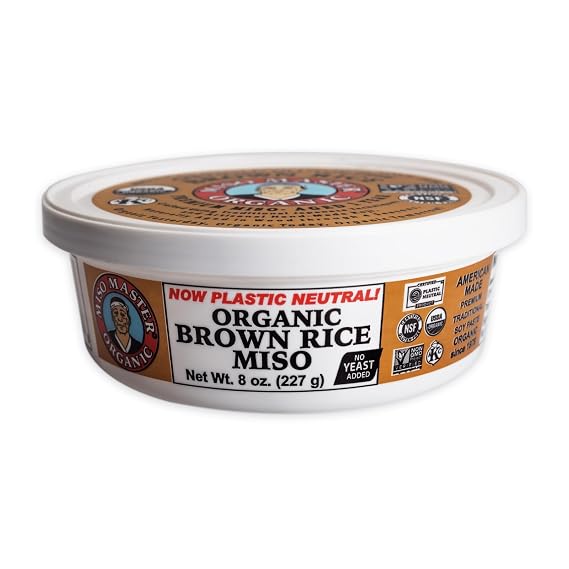 Miso Master Organic Brown Rice Miso Paste | Genmai Miso | Gluten-Free, Organic, Kosher, Vegan | Miso Soup, Ramen, Umami Seasoning | Dark Miso | Made In USA | 8 oz tub