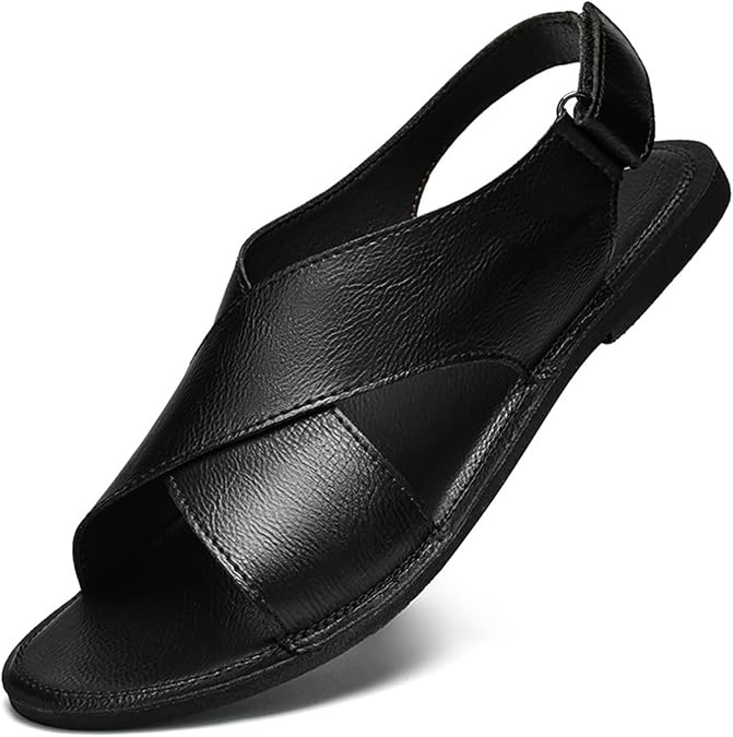 Men's Genuine Leather Handmade Flat Sandals Outdoor Sandals Summer Casual Vacation Beach Sandals