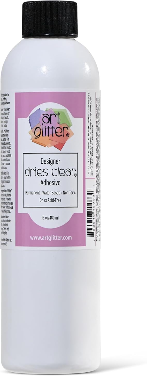 Art Institute Glitter Designer Dries Clear Craft Glue, 16oz Refill Bottle