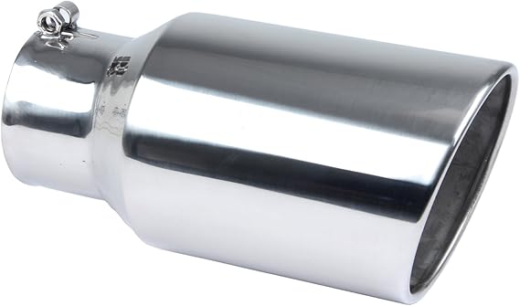 Pypes Performance Exhaust EVT406 Exhaust Tip, Monster, Clamp-On, 4 in Inlet, 6 in Round Outlet, 12 in Long, Single Wall, Rolled Edge, Angled Cut, Stainless, Polished, Each