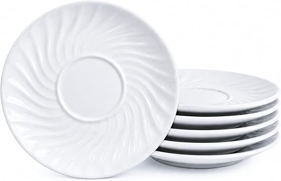 Lynns Paradise Imperial White 6-Inch Saucer Set Embossed Porcelain Finish, Ideal for Cereal, Sides, or Appetizers, Versatile for Soup, Salad, or Fruit Classic White Dinnerware, Set of 6