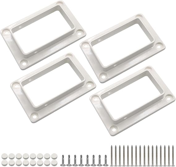 4PCS Qlvily 2" x 3 1/2" Slotted Handrail Bracket Kit, Vinyl Fence Brackets, Vinyl Fence Parts, Screws Included, White