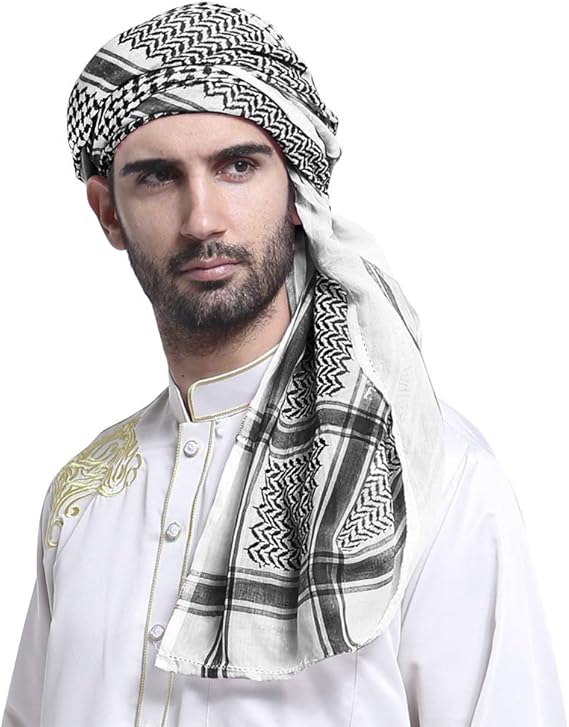 Men Arab Shemagh Headscarf Muslim Dubai Casual Headwear Scarf Neck Wrap Head Cover Turban Cap