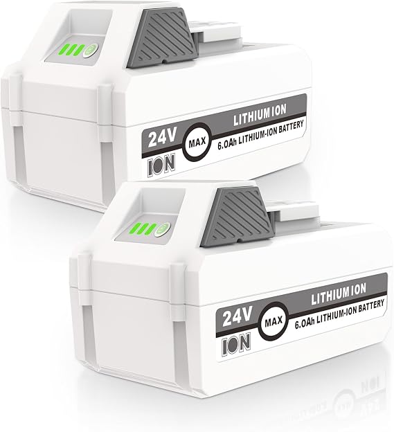 2Pack 6.0Ah 24V Lithium Ion Battery for Snow Joe & Sun Joe 24-Volt Battery | Perfectly Compatible with 24VBAT-XR 24VBAT-LTX 24VBAT-LTW 24VBAT-LTE 24VBAT 24V-X2-SB18 24-Volt Cordless Power Tools