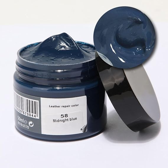 Leather Recoloring Balm, 2025 New Leather Recoloring Cream, Leather Repair Cream, Leather Color Restorer, Leather Filler Repair Kit for Furniture, Sofa, Car Seats, Shoes (#58-Midnight Blue)