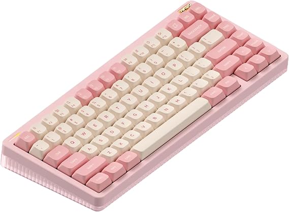 nuphy Halo75 V2 Mechanische Gaming-Tastatur 75% kabellos Hot-Swap-Fähige 83 Tasten RGB-Tastatur mit Hintergrundbeleuchtung unterstützt Bluetooth/2.4GHz/USB-C (Pink Lemon (55gf))