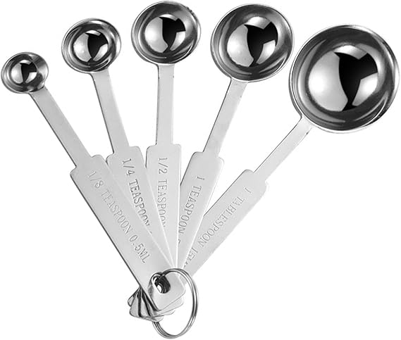 5PCS Measuring Spoons Set, Include 1/8,1/4,1/2,1 tsp, and 1tbsp Cup