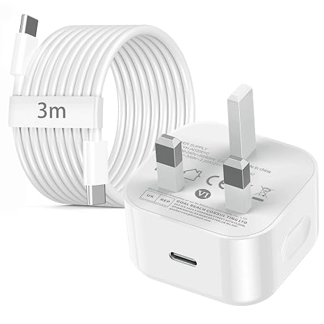 USB C iPhone Charger for iPhone 17 16 15, USB C Charger Fast Charging with 20W Fast PD USBC Plug UK and USB-C Cable 3m/10ft,Type C Phone charger for Apple iPhone 17 16 15 Pro Max/Plus/iPad/Air/Samsung