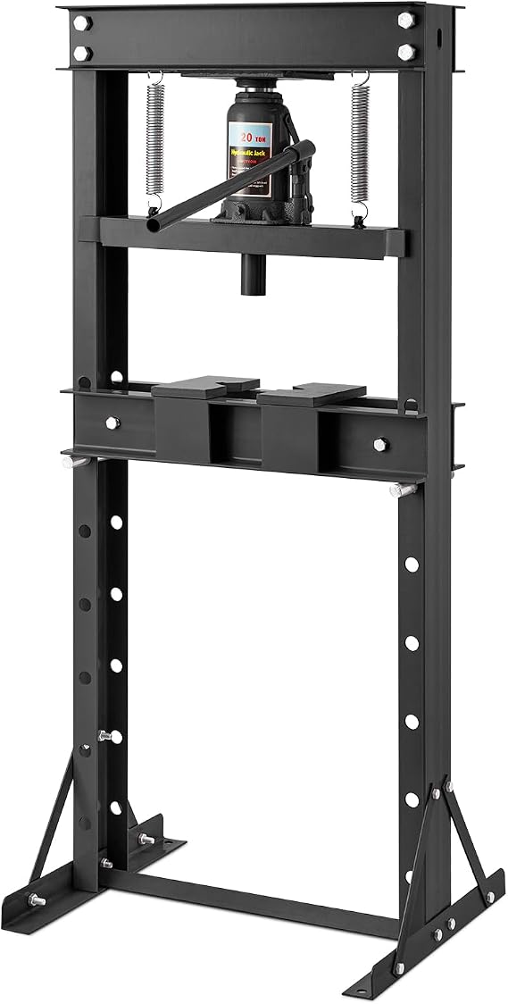 GarveeTech 20 T Heavy Duty Hydraulic Shop Press, Adjustable H Frame Hydraulic Shop Floor Press with Movable Plates, Overload Protection & Rust Resistant for Auto Repair, Black