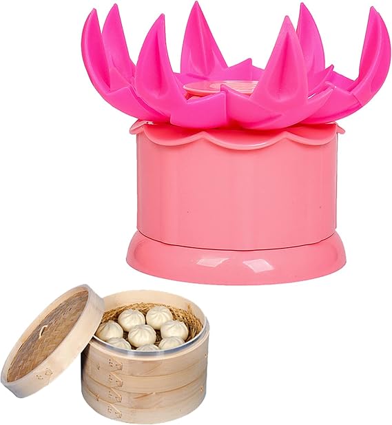 Large 2.36" Baozi Maker, Plastic Baozi Dumpling Molds, Bun Making Mould DIY Pastry Pie Steamed Stuffed Bun Tool, Bao Bun Moulds, Meat Bun Press Making -for Chinese Baozi, Steamed Bun - Pink