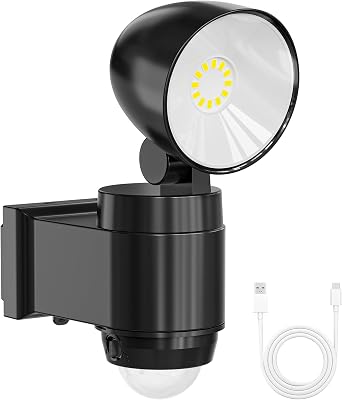 AIXPI Rechargeable Battery Operated Powered Motion Sensor Lights Outdoor 800LM 6000 mAh, LED Flood Light Spotlight for Garage, Yard, Porch 1Pack