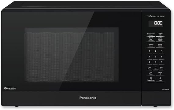 Panasonic NN-SN65KB Microwave Oven with Inverter Technology 1200W, 1.2 cu.ft. Small Genius Sensor One-Touch Cooking, Popcorn Button, Turbo Defrost-NN-SN65KB (Black)