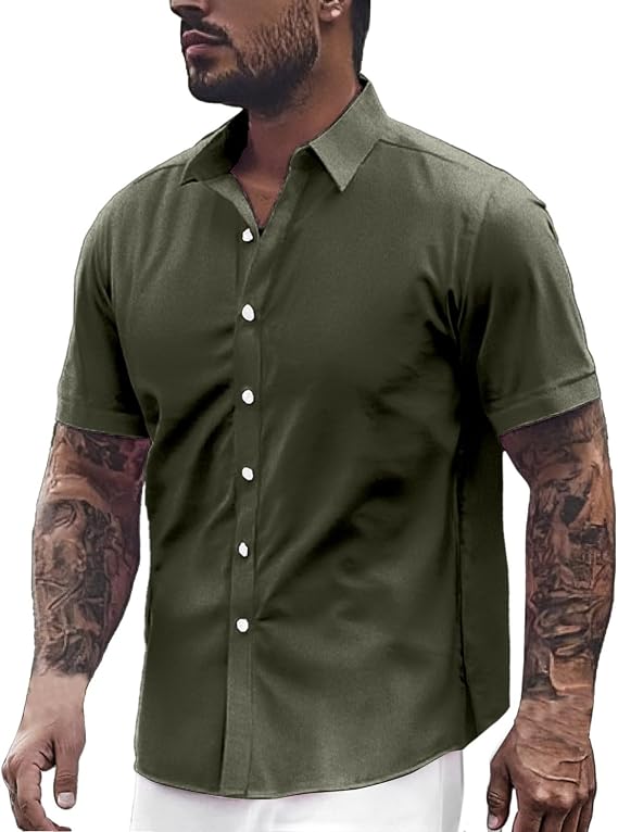 Mens Shirts Short Sleeve Button Down Shirts Casual Fashion Tops Thin Summer Shirt Lightweight Breathable Top Soft Beach Top