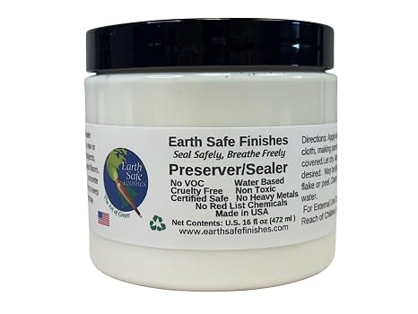 Earth Safe FInishes Preserver Sealer for All Surfaces (Wood, Concrete, Brick, Terra Cotta, etc) Durable, Non Toxic, Non Flammable, No VOC, Made in USA (Preserver/Sealer, 32oz)