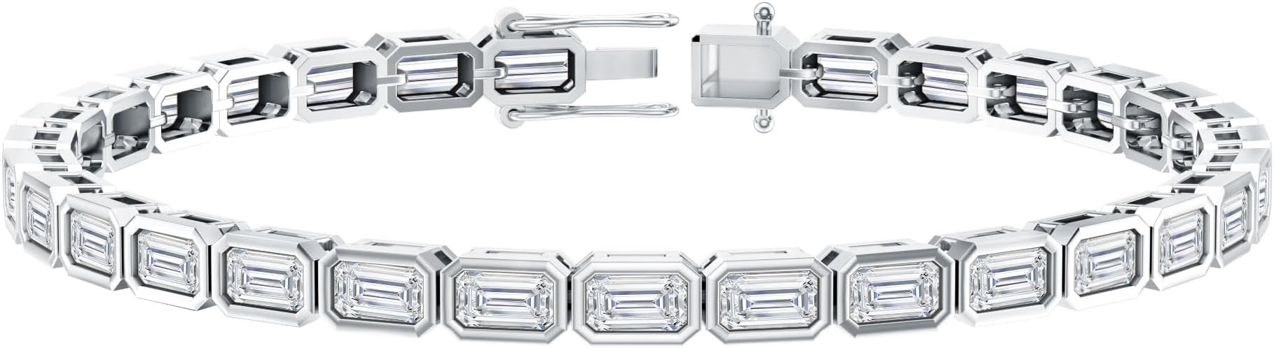Certified Emerald Cut Lab Grown Diamond Tennis Bracelet, Ef-Vs Quality