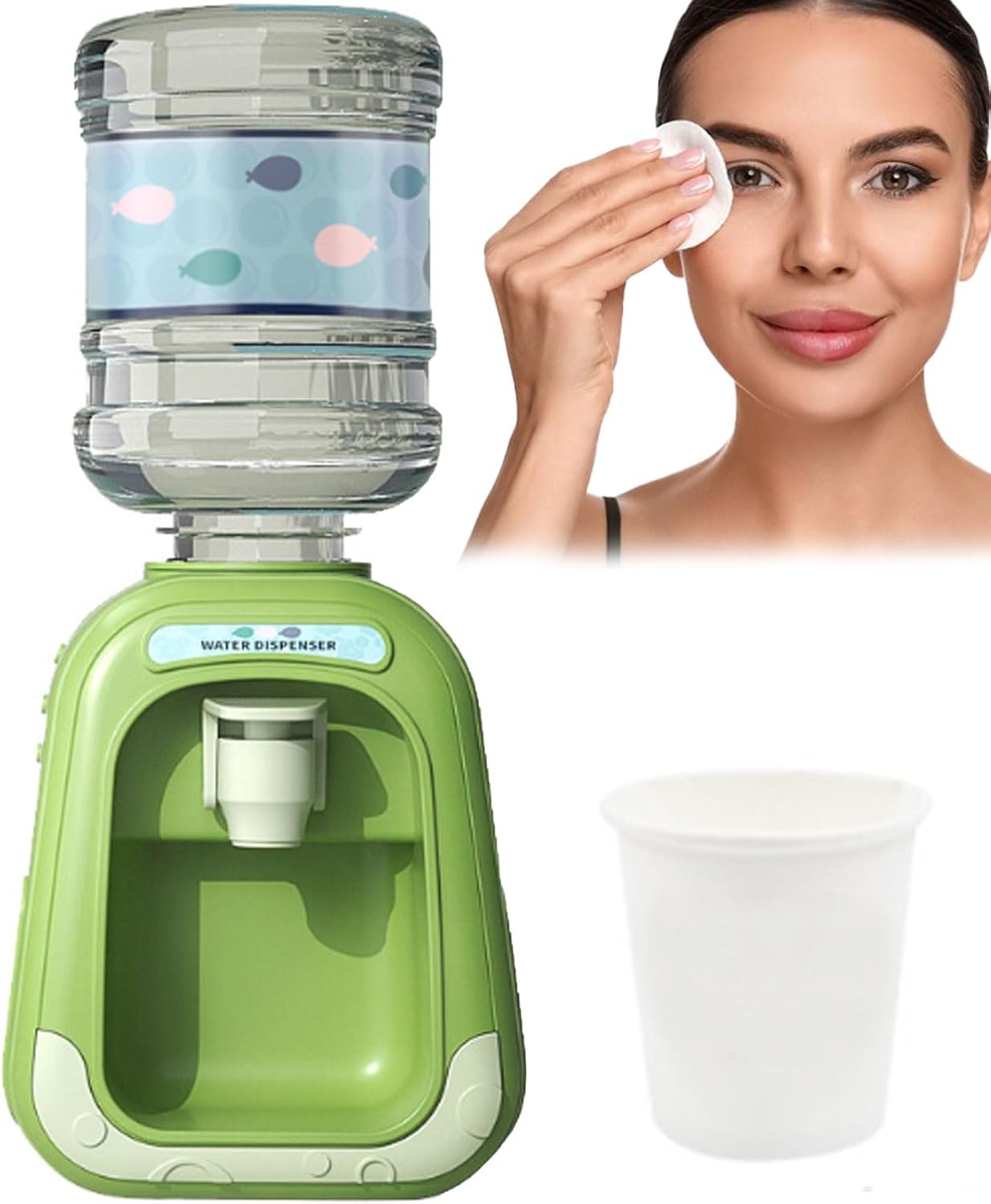Micellar Water Dispenser, Makeup Remover Container, Fun Water Dispenser Mini Water Dispenser Simulation Kitchen Toys Family Scene Toys Green