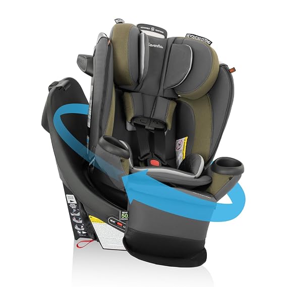 Evenflo Revolve360 Extend All-in-One Rotating Car Seat | with Quick Clean Cover, Rear-Facing, Forward-Facing, Highback Booster Mode, Infant to 12 Years (Rockland Green)